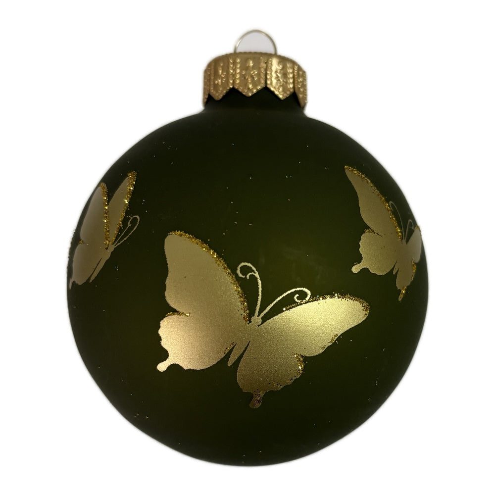 Premium Weihnachtskugel mit goldenen Schmetterlingen
