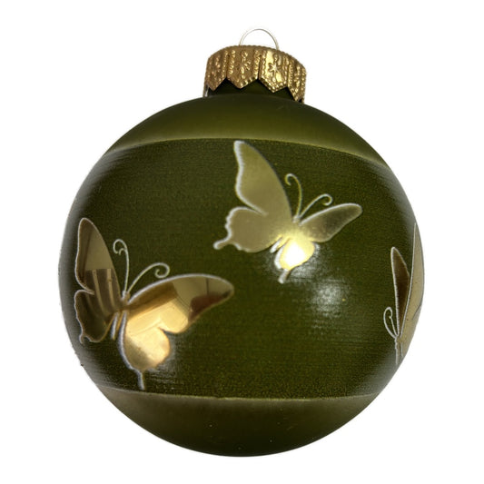 Premium Weihnachtskugel mit goldenem Schmetterling