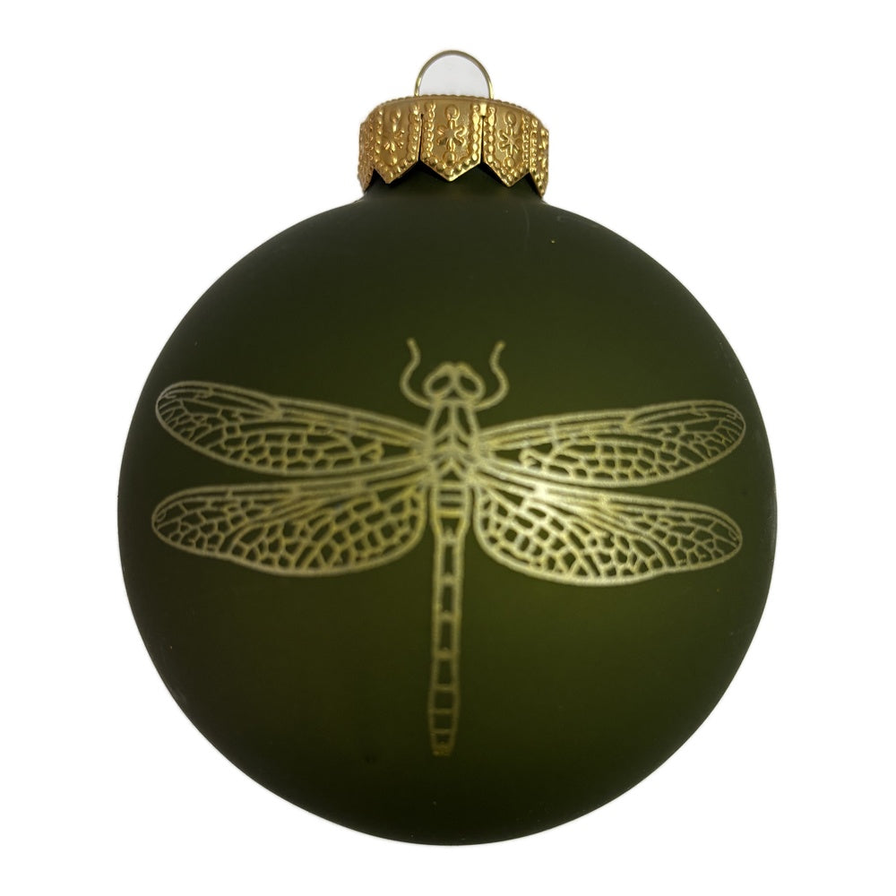 Premium Weihnachtskugel mit goldener Libelle