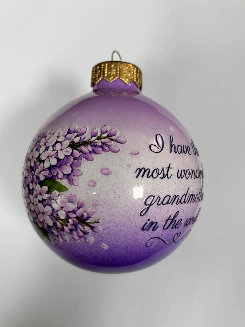 "Most Wonderful Grandmother" Lilac Ornament