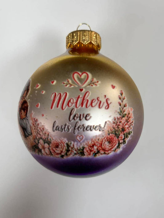 "Mother's Love Lasts Forever" Gold & Purple Ornament