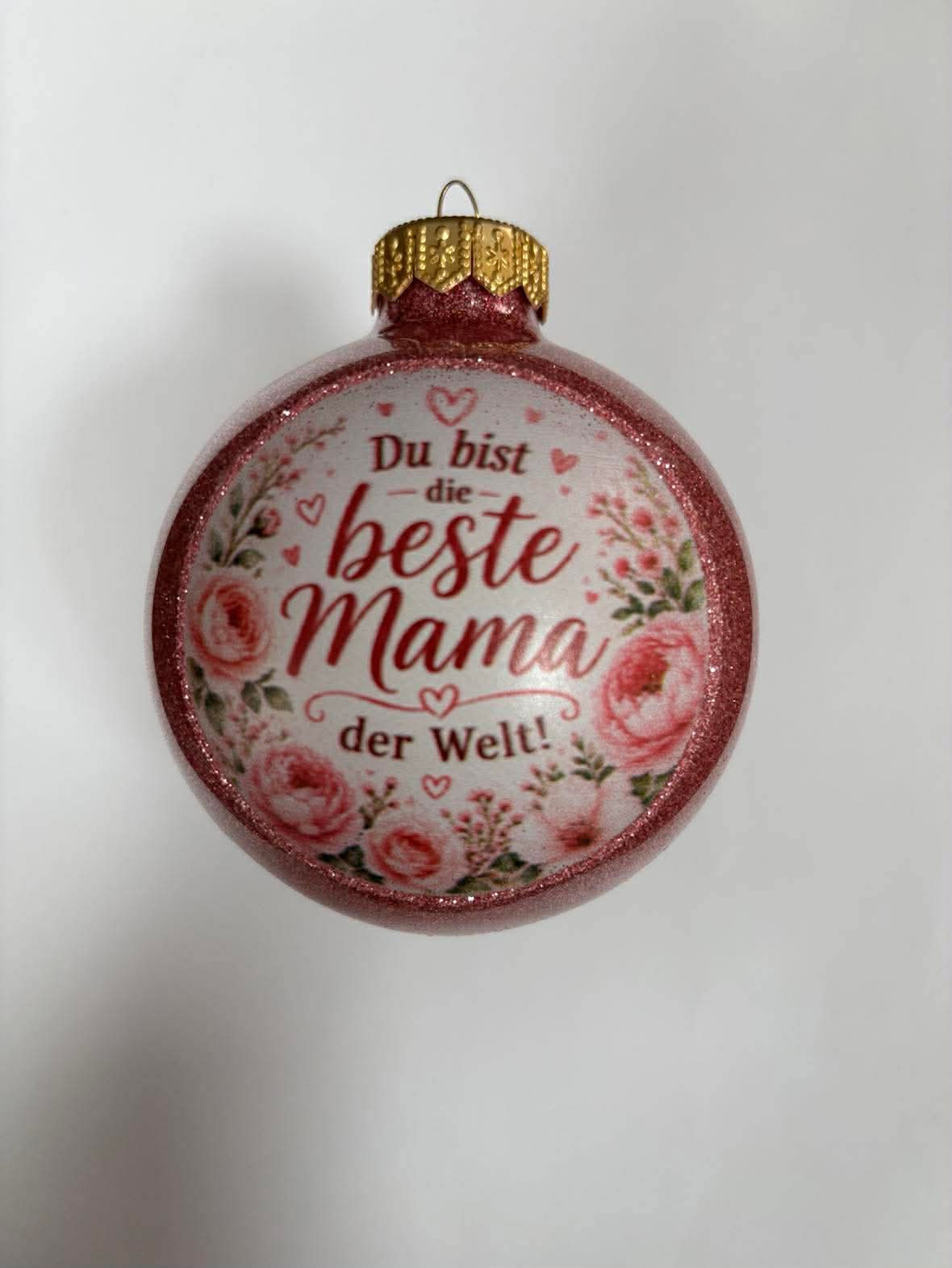 Rosa Glitzer-Ornament für Mama