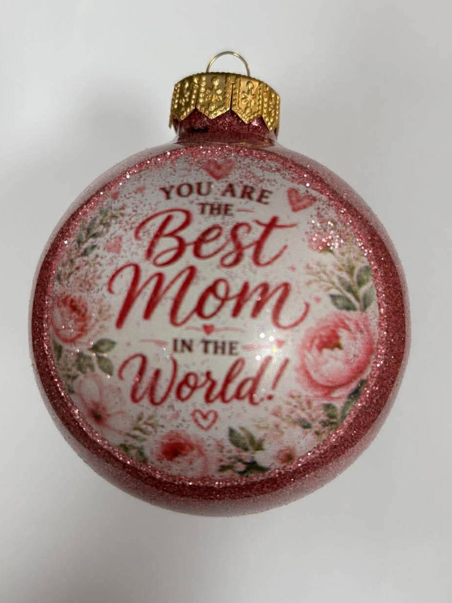 Rosa Glitzer-Ornament für Mama
