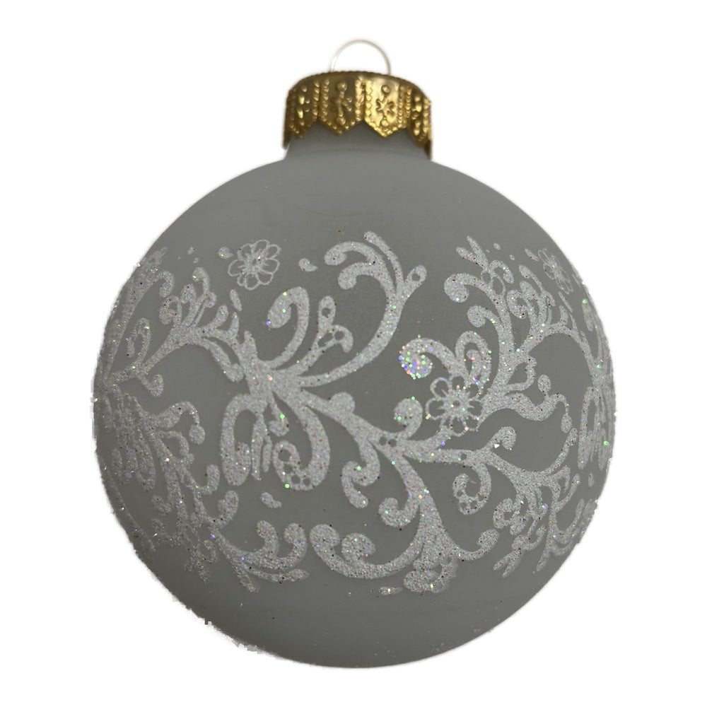 Weiße Eleganz - Premium Weihnachtskugel - Winterstille