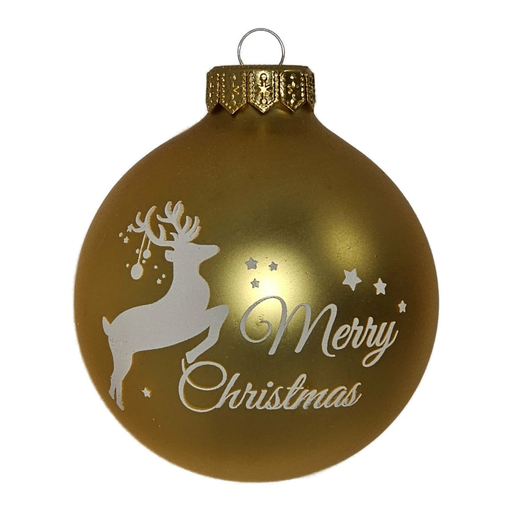 Premium Weihnachtskugel Merry Christmas - Gold