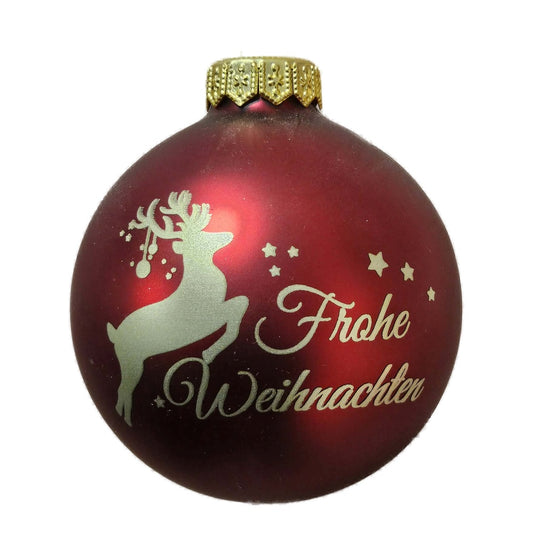 Premium Weihnachtskugel Frohe Weihnachten – Rot