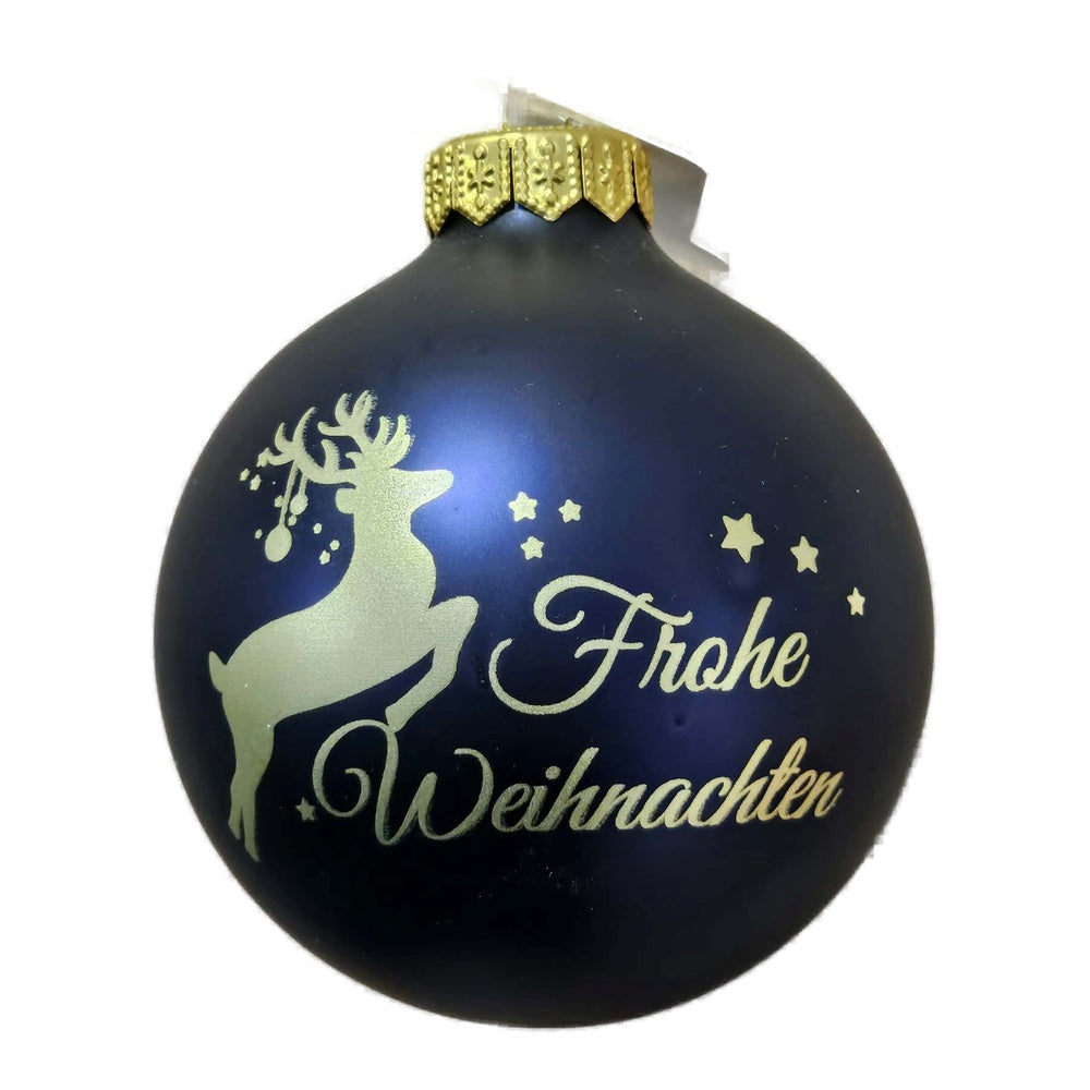 Premium Weihnachtskugel Frohe Weihnachten - Nachtblau