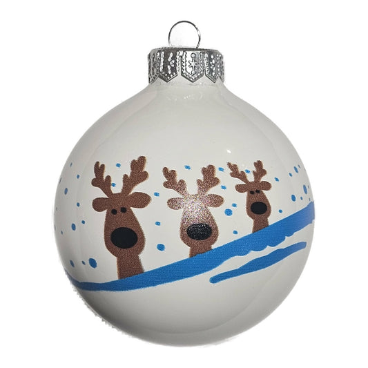 Premium Weihnachtskugel Neugierige Rentiere