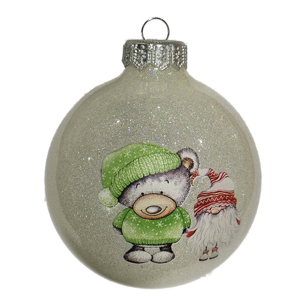 Premium Weihnachtskugel Bär & Wichtel