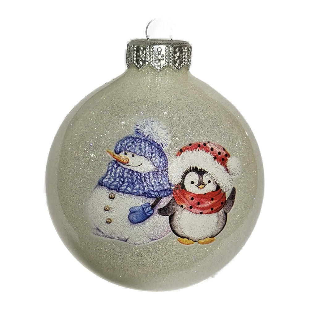Premium Weihnachtskugel Schneemann & Pinguin