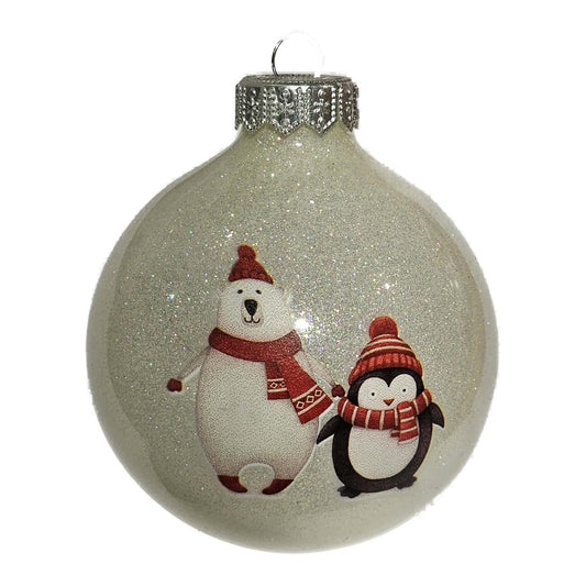 Premium Weihnachtskugel Bär & Pinguin