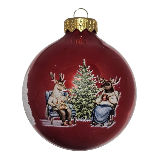 Premium Weihnachtskugel Vintage Hirschfamilie