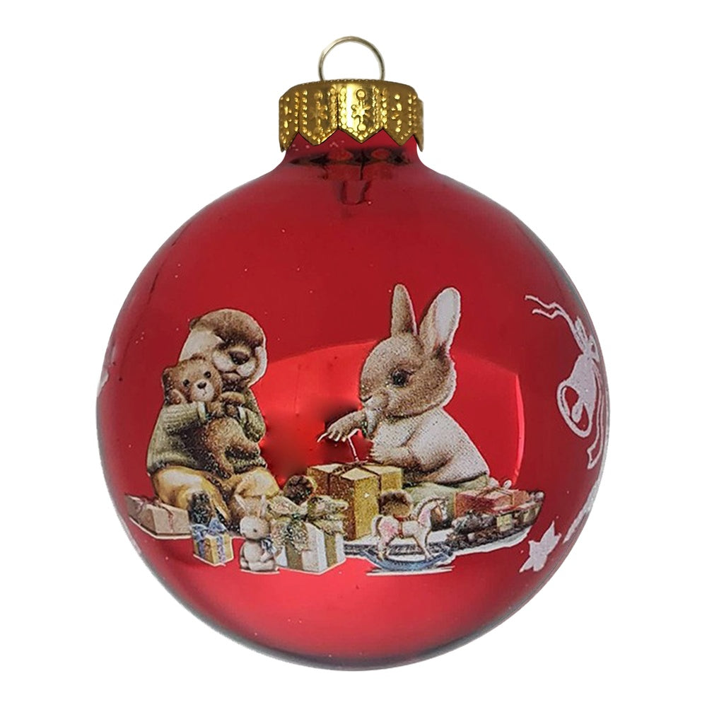 Premium Weihnachtskugel Vintage Häschen & Otter