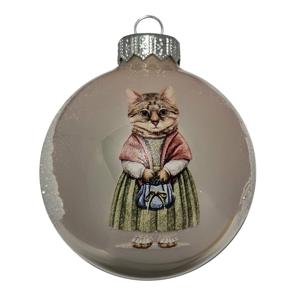 Premium Weihnachtskugel Katze in Tracht