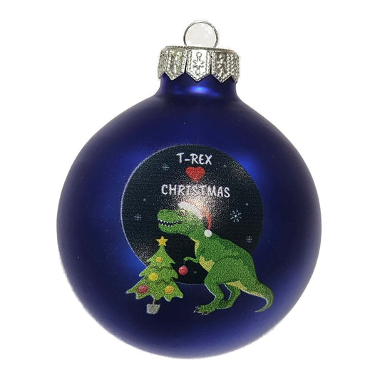 Premium Weihnachtskugel T-Rex im Weihnachtsfieber