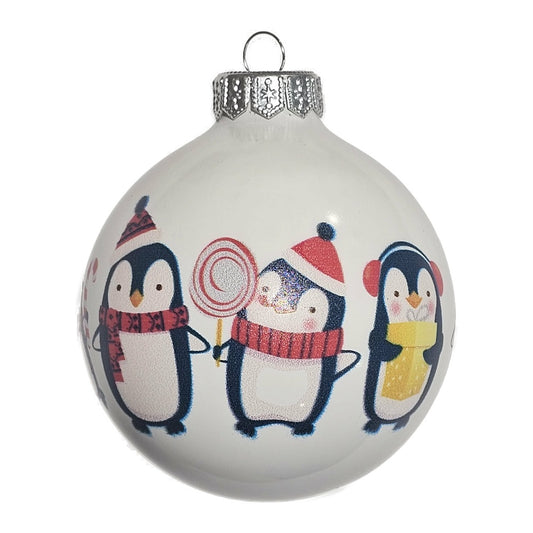 Premium Weihnachtskugel Fröhliche Pinguine