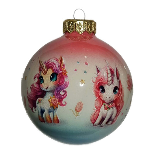 Premium Weihnachtskugel Einhornparadies