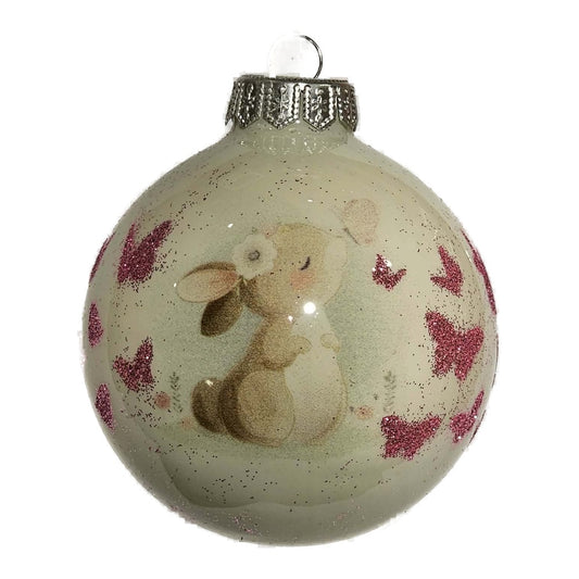 Premium Weihnachtskugel Süßes Häschen