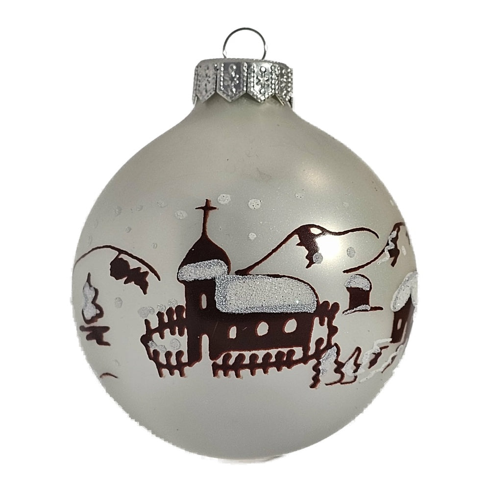 Premium Weihnachtskugel Kirche im Winter