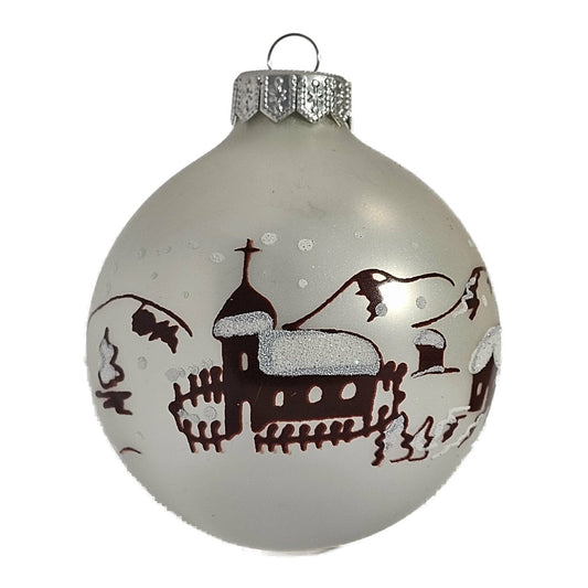 Premium Weihnachtskugel Kirche im Winter