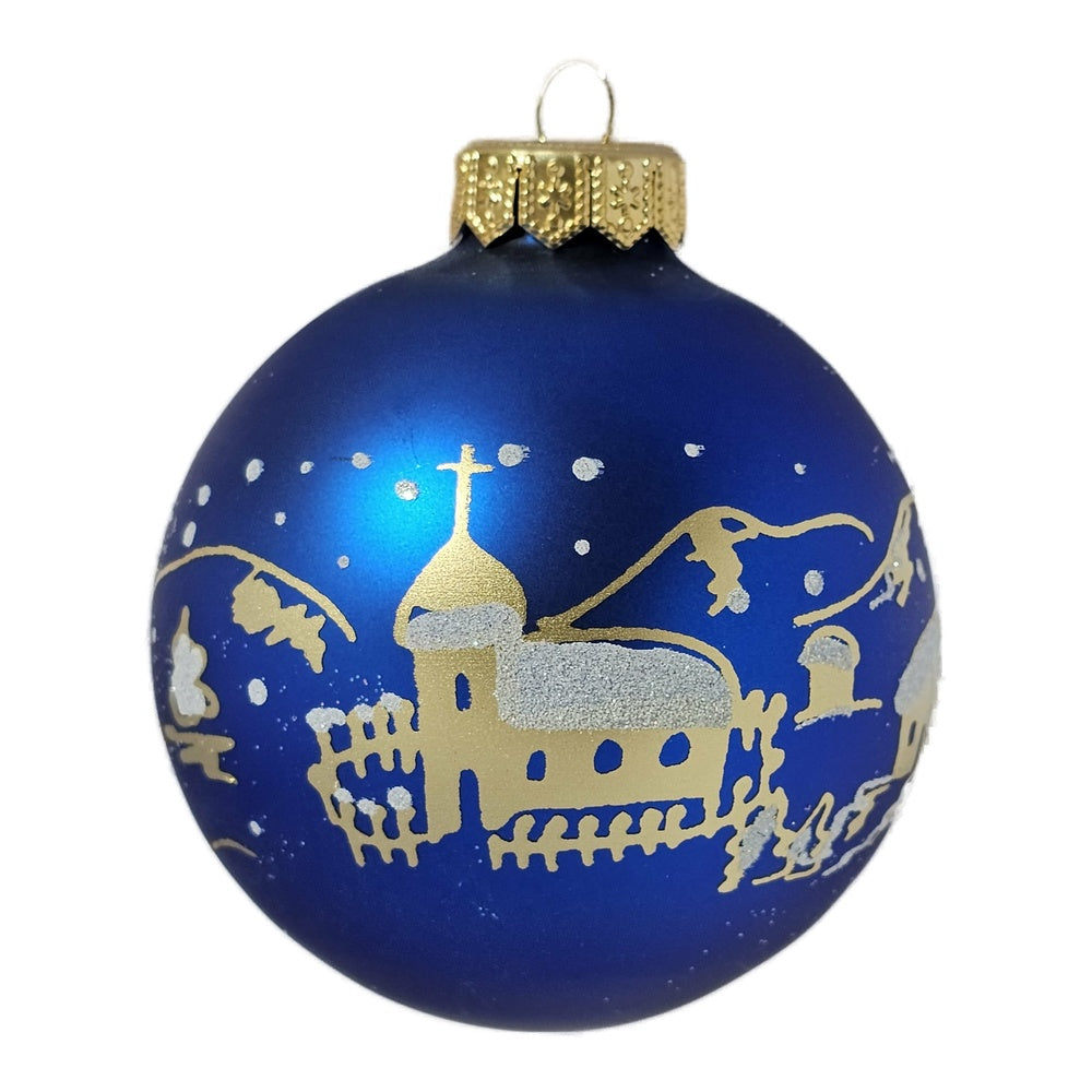 Premium Weihnachtskugel Kirche im Winter