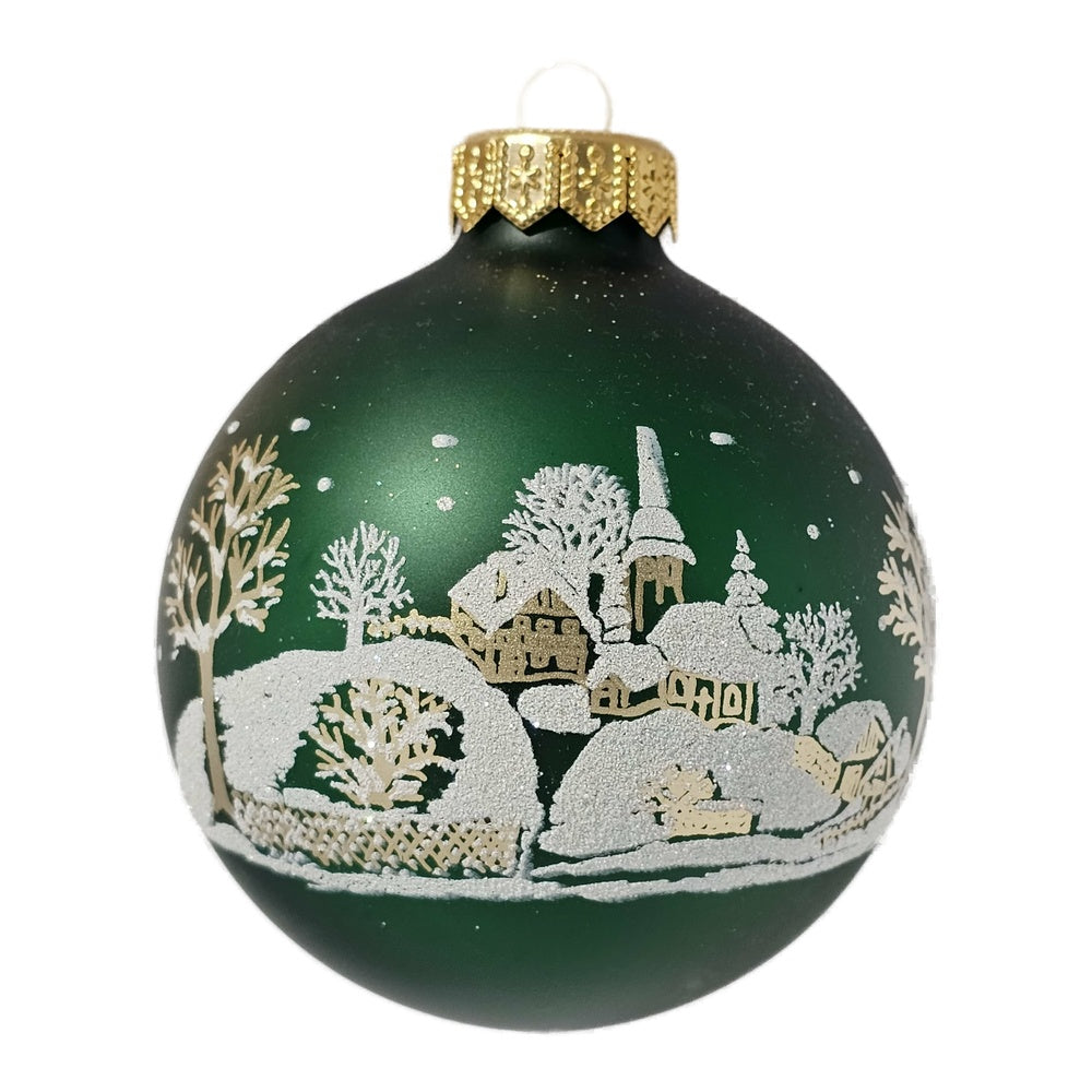 Premium Weihnachtskugel Winterliches Dorf