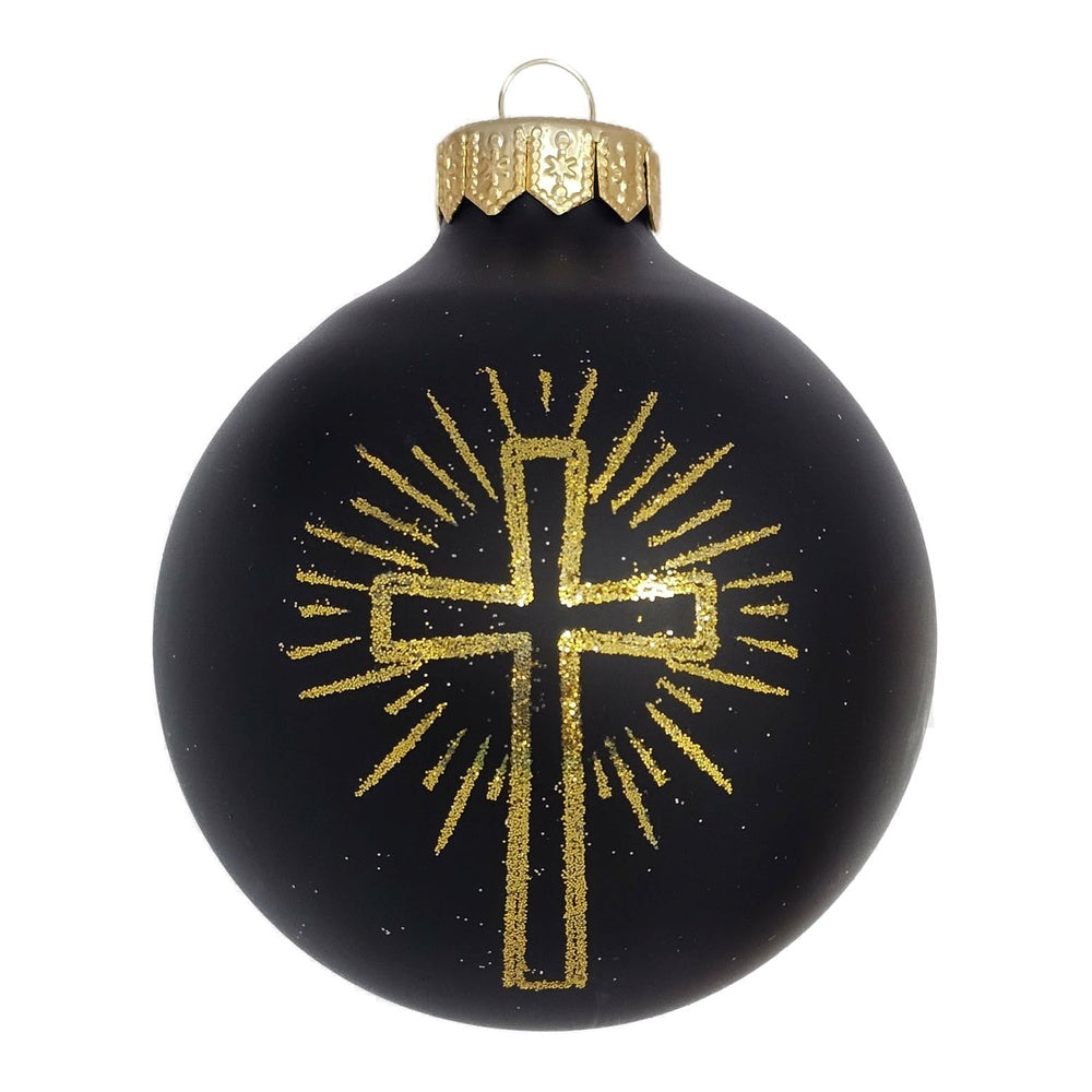 Premium Weihnachtskugel Goldenes Kreuz