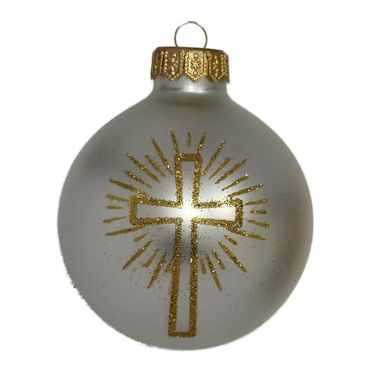 Premium Weihnachtskugel Goldenes Kreuz