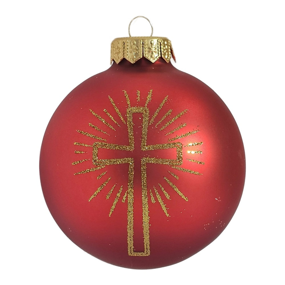 Premium Weihnachtskugel Goldenes Kreuz