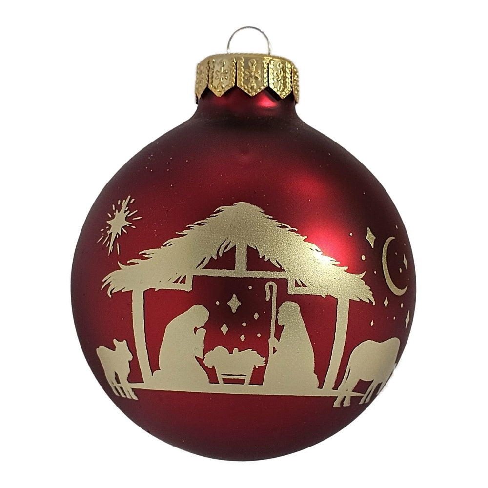 Premium Weihnachtskugel Goldene Krippenszene