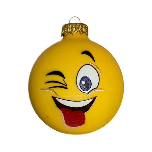 Premium Weihnachtskugel Zwinkernder Smiley