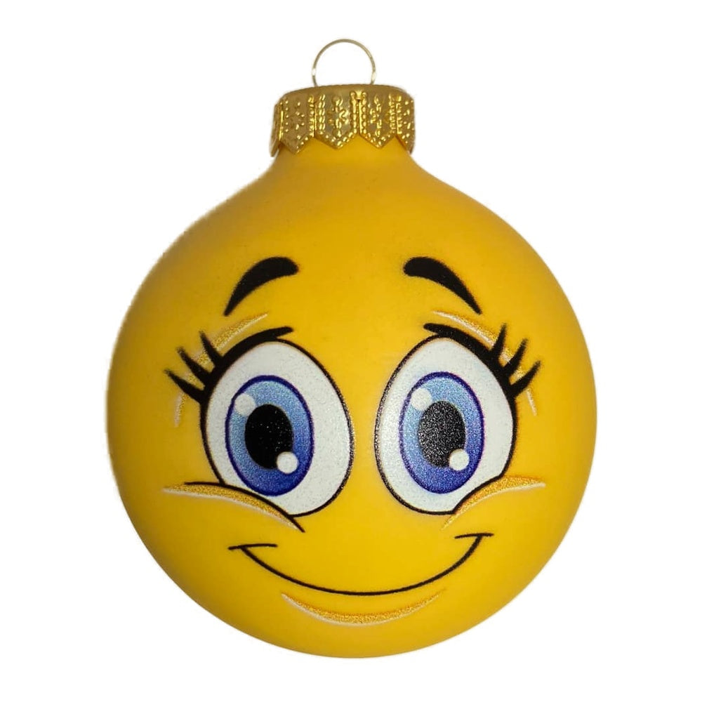Premium Weihnachtskugel Smiley Girl