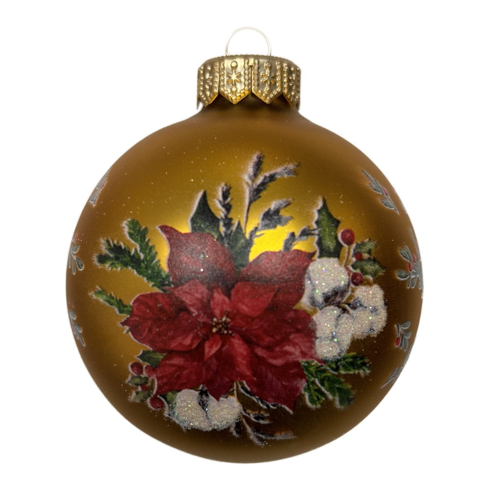 Premium Weihnachtskugel mit Weihnachtsblumenmotiv