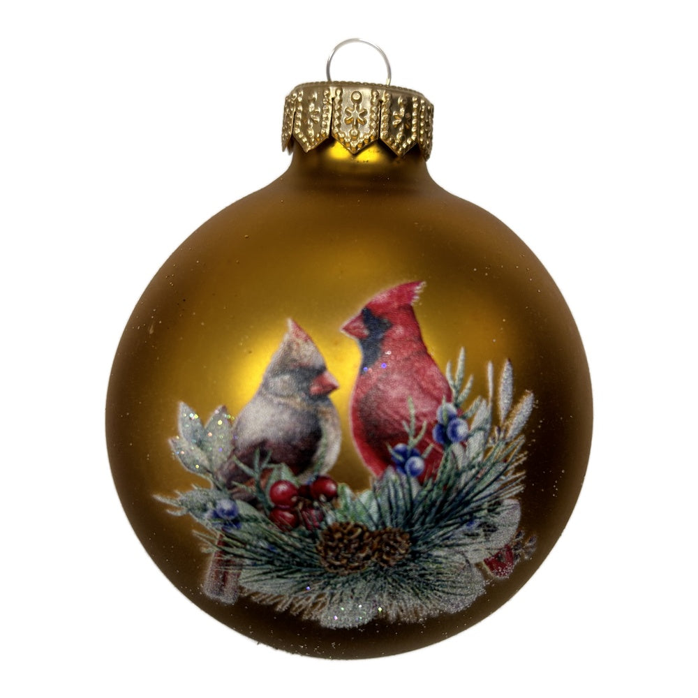 Premium Weihnachtskugel mit einem Vogelpaar