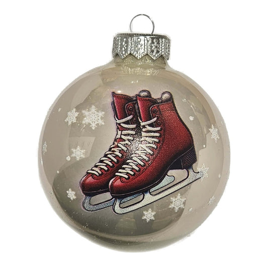 Premium Weihnachtskugel Eislaufschuhe Rot