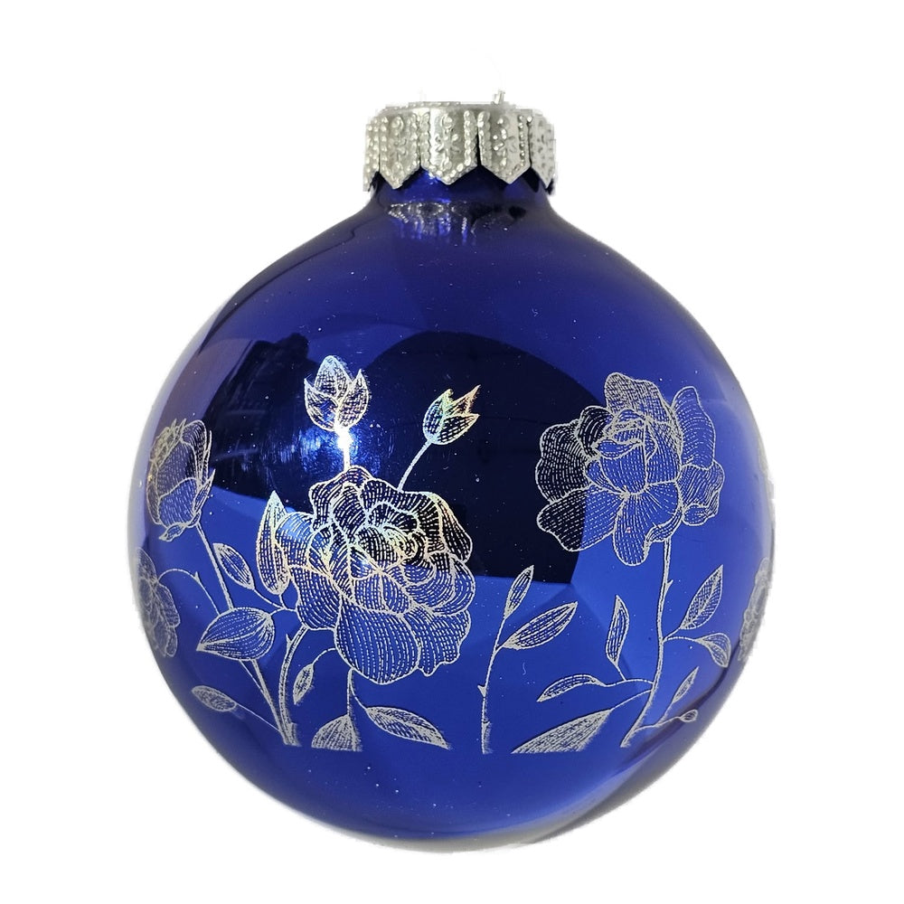 Premium Weihnachtskugel mit Goldblüten