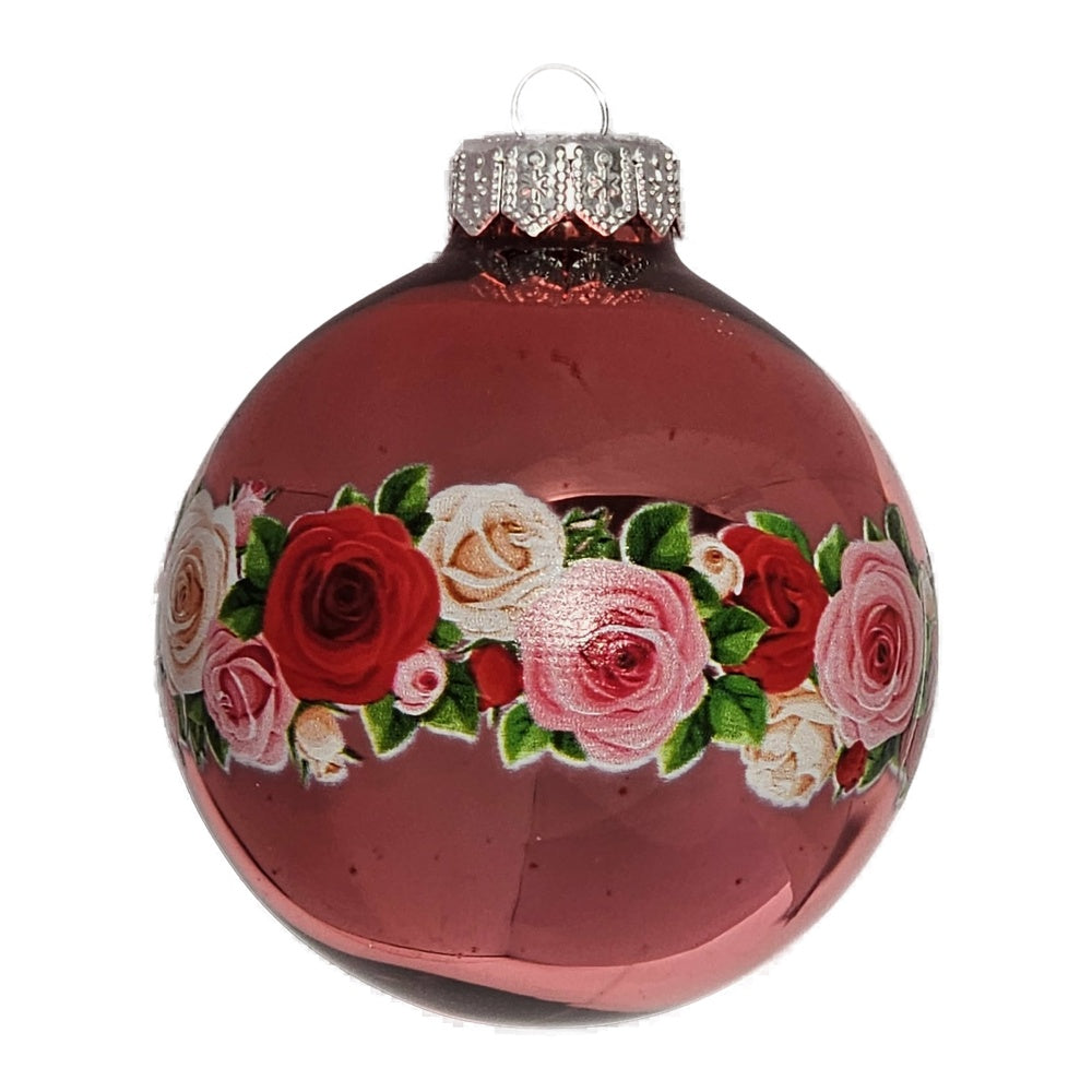 Premium Weihnachtskugel  mit Rosenmotiv