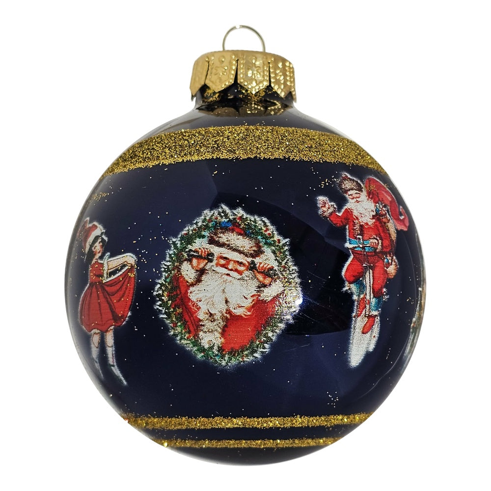 Die Weihnachtswelt des Weihnachtsmanns  - Premium Weihnachtskugel blau - Traditionelle Eleganz