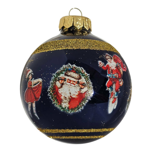 Die Weihnachtswelt des Weihnachtsmanns  - Premium Weihnachtskugel blau - Traditionelle Eleganz
