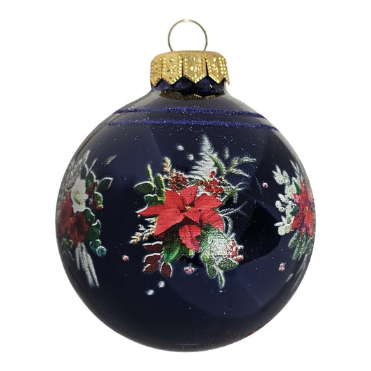 Mitternachtsblüte - Premium Weihnachtskugel blau - Traditionelle Eleganz