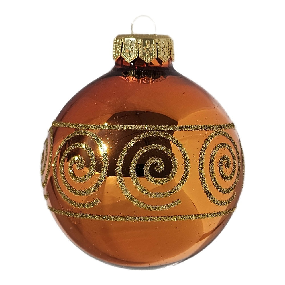 Premium Weihnachtskugel Goldene Spiralenpracht