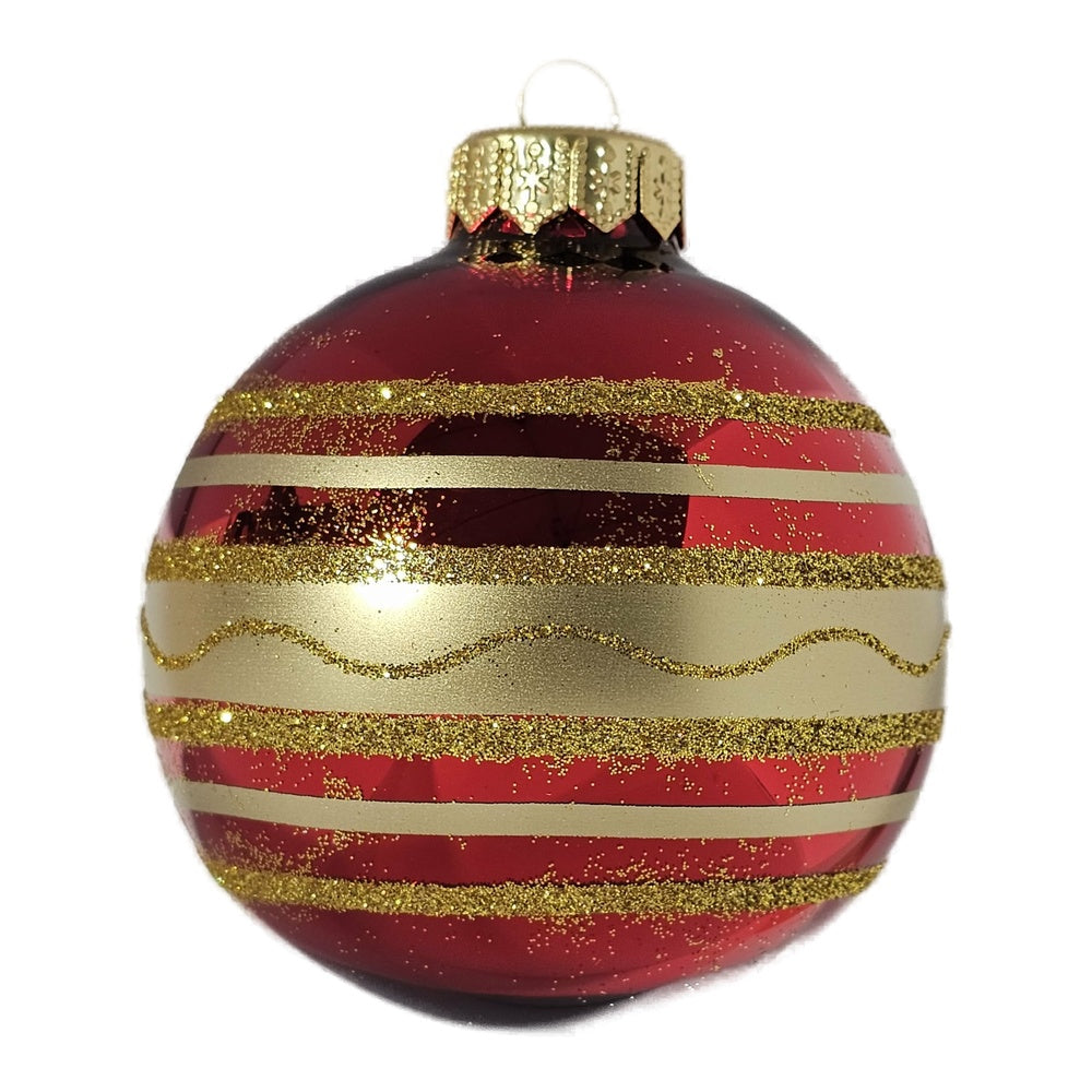 Premium Weihnachtskugel mit Goldstreifen