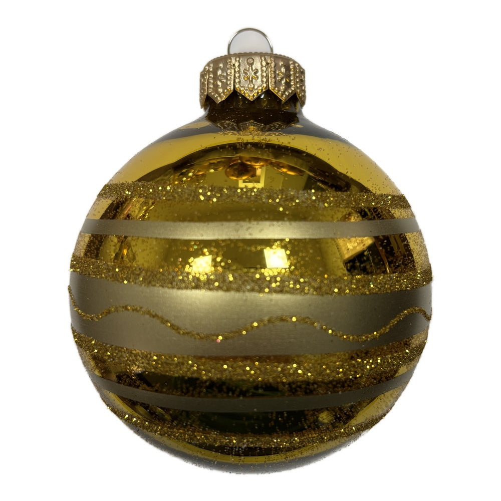Premium Weihnachtskugel mit mit glitzernden Streifen