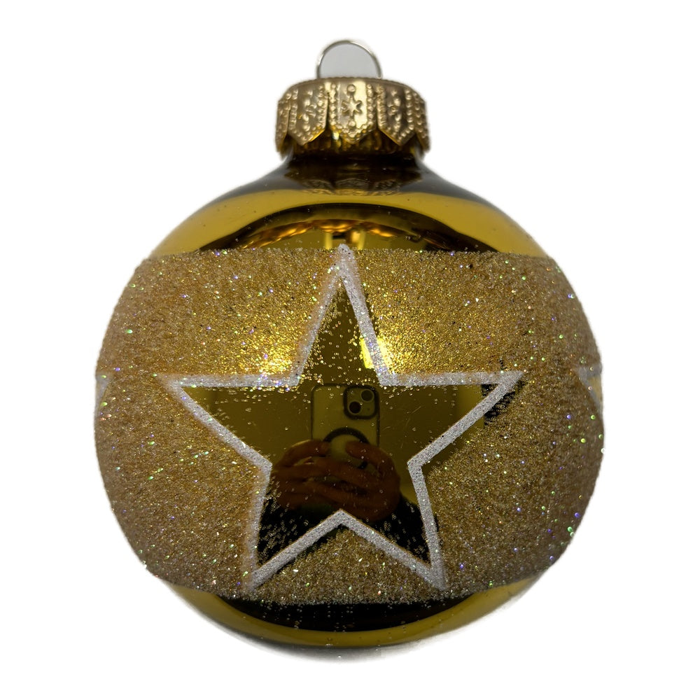 Premium Weihnachtskugel mit funkelndem Sternmotiv