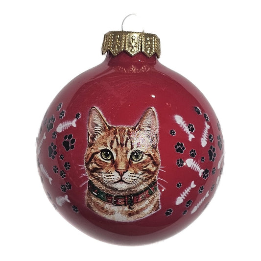 Premium Weihnachtskugel Rote Katze
