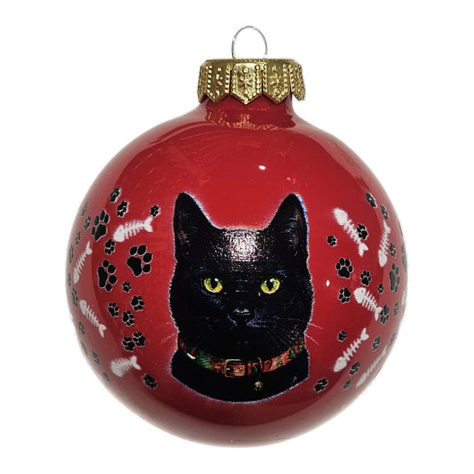 Premium Weihnachtskugel Schwarze Katze