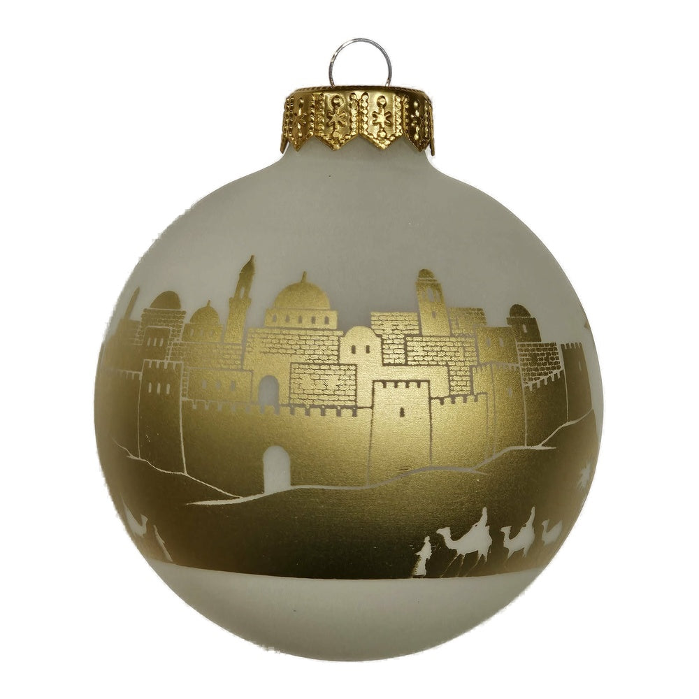 Premium Weihnachtskugel Goldene Stadtidylle