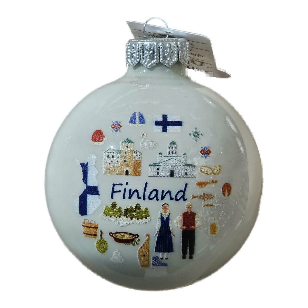 Premium Weihnachtkugel Finnische Symbole