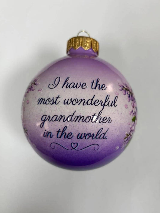 "Most Wonderful Grandmother" Lilac Ornament