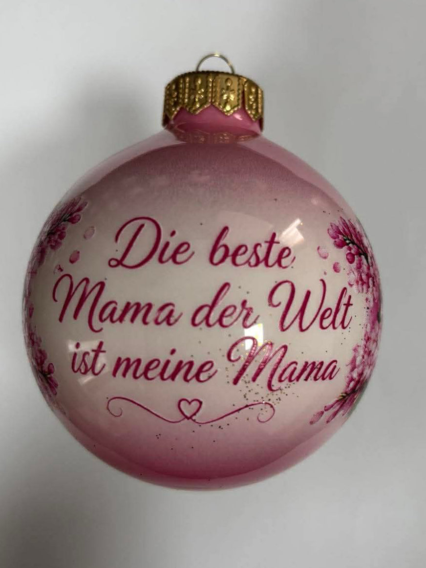 "Beste Mama der Welt" Rosa Blüten-Kugel